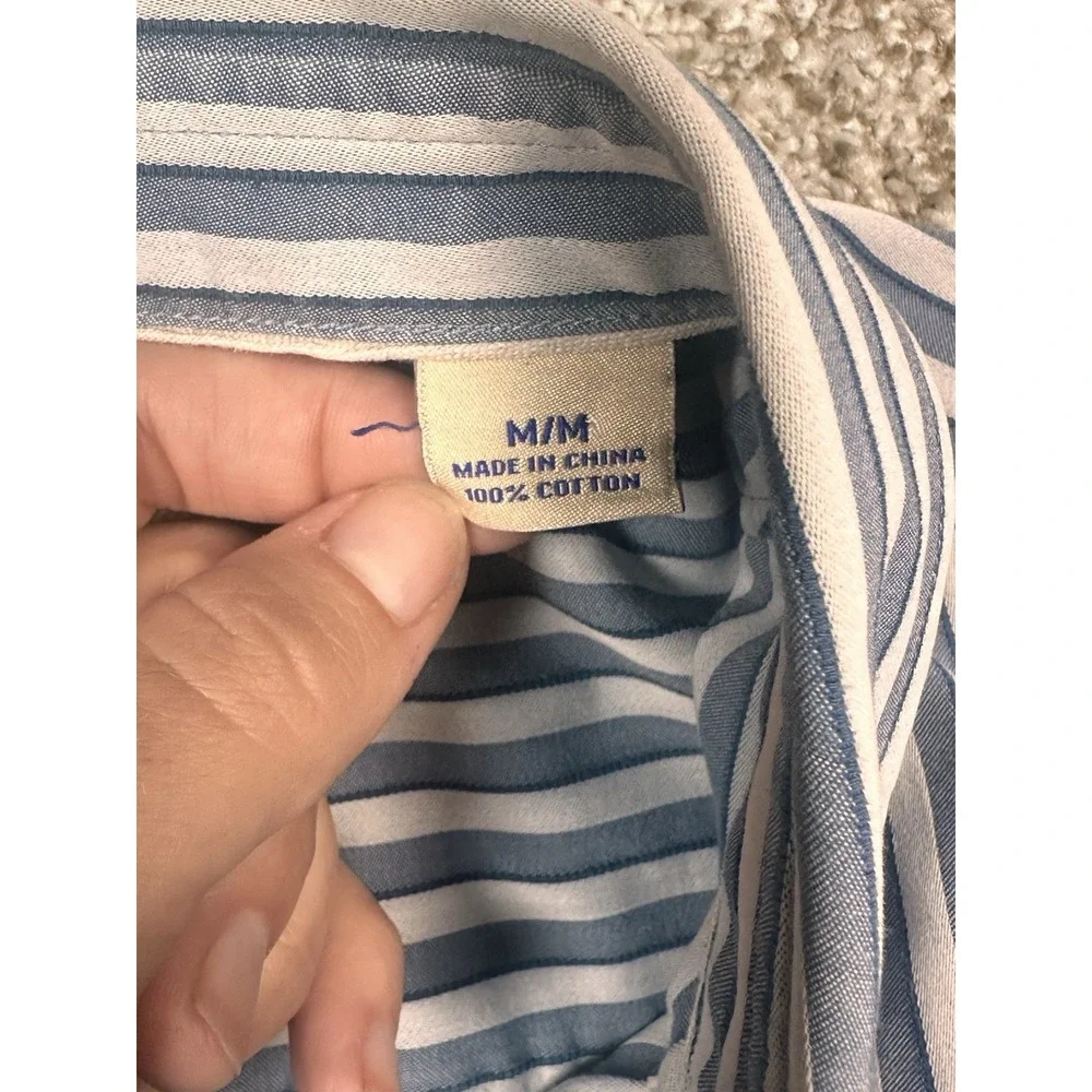 Tommy Bahama Shirt Adult Medium White Blue Button Up Modern Casual Comfort Mens